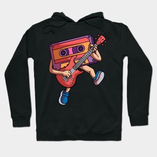 Funny Cassette Tape Playing Electric Guitar Hoodie